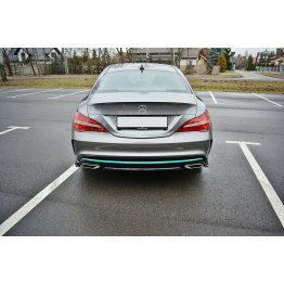 Накладки сплиттеры боковые на задний бампер на Mercedes CLA C117 AMG-Line рестайл